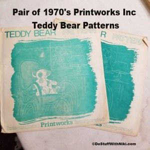 Pair of 1970's Printworks Inc Teddy Bear Patterns Pat040
